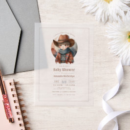 Rustiek Western Kleine Cowboy Baby shower Vellum Uitnodigingen