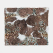 Rustiek Western Koeienhuid bruin leder turquoise Fleece Deken (Voorkant (Horizontaal))