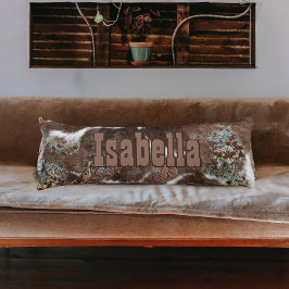 Rustiek Western Koeienhuid Bruin Leer Naam Lichaamskussen