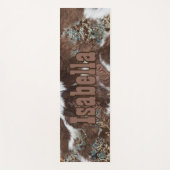 Rustiek Western Koeienhuid Bruin Leer Naam Yogamat (Voorkant)