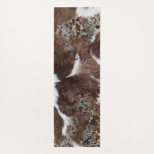 Rustiek Western Koeienhuid Bruin Leer Naam Yogamat (Achterkant)