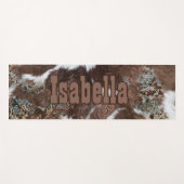 Rustiek Western Koeienhuid Bruin Leer Naam Yogamat (Voorkant (horizontaal))