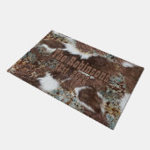 Rustiek Western Koeienhuid cowboy bruin leder Deurmat (Schuin)