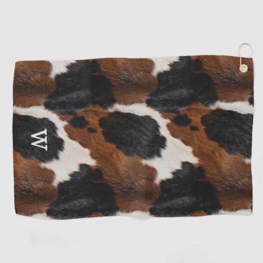 Rustiek Western Koeienhuid Patroon met Monogram Golfhanddoek (Horizontaal)