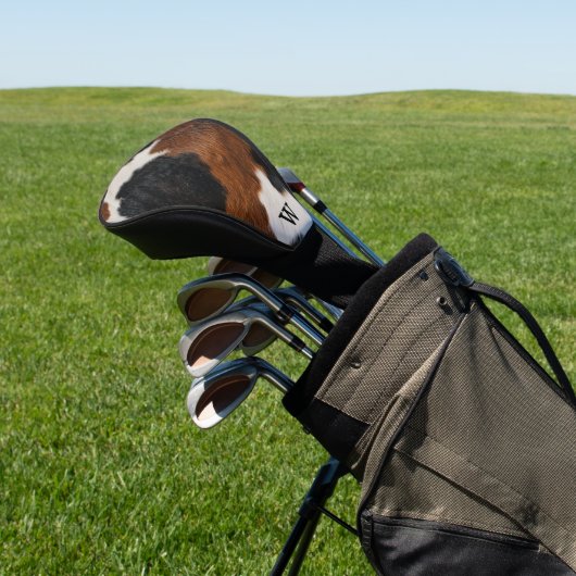 Rustiek Western Koeienhuid Patroon met Monogram Golfheadcover (Insitu)