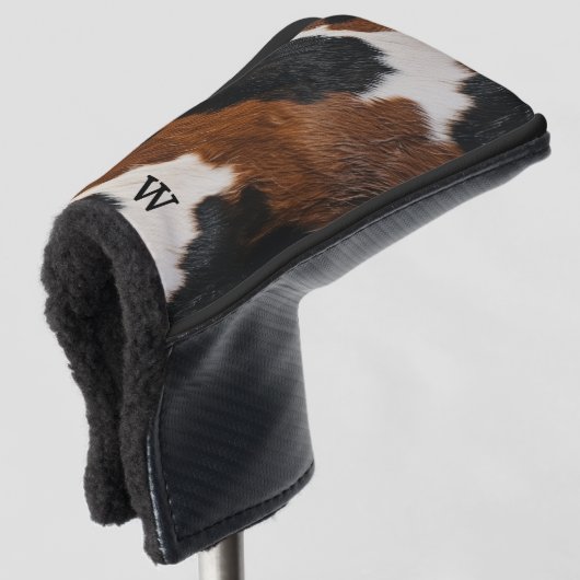 Rustiek Western Koeienhuid Patroon met Monogram Golfheadcover (3/4 voorkant)