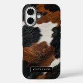 Rustiek Western Koeienhuid Patroon met Naam Case-Mate iPhone Case (Achterkant)