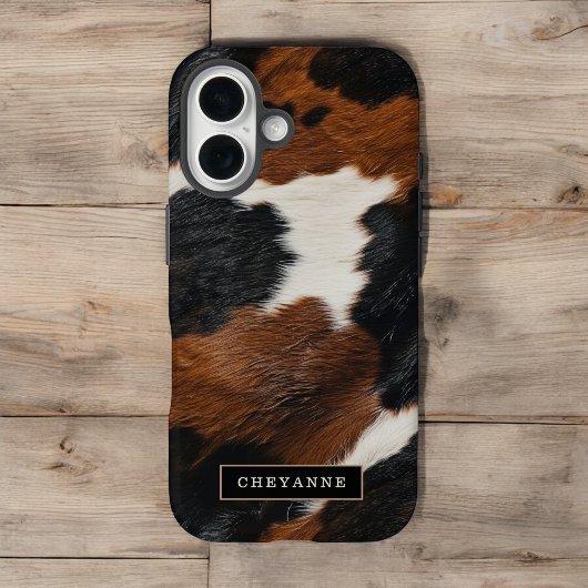 Rustiek Western Koeienhuid Patroon met Naam Case-Mate iPhone Case