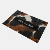 Rustiek Western Koeienhuid Patroon met Naam Deurmat (Schuin)