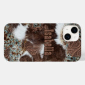 Rustiek Western Koeienhuid Print Bruin Lederen Naa Case-Mate iPhone Case (Achterkant (horizontaal))