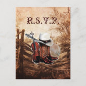 rustiek western land boerderij bruiloft reactie RS Uitnodiging Briefkaart (Voorkant)