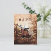 rustiek western land boerderij bruiloft reactie RS Uitnodiging Briefkaart (Staand voorkant)