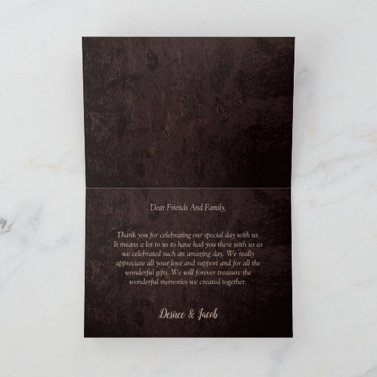 Rustiek Western Land Bruin Bull Skull Bruiloft Bedankkaart (Binnen)