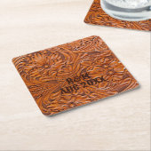 Rustiek western land cowboy bruiloft gunst kartonnen onderzetters (Schuin)