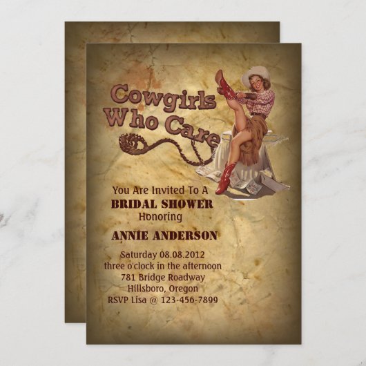 Rustiek western land cowboy vrijgezellenfeest kaart (Voorkant / Achterkant)