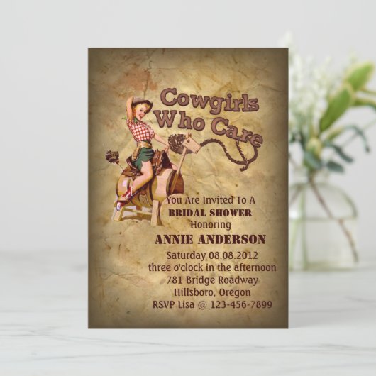 Rustiek western land cowboy vrijgezellenfeest kaart (Staand voorkant)