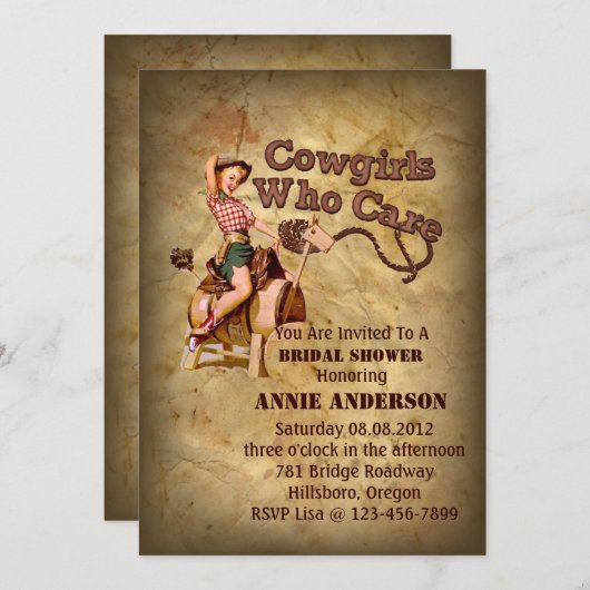 Rustiek western land cowboy vrijgezellenfeest kaart (Voorkant / Achterkant)