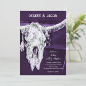 Rustiek Western Land Dark Paarse Bull Skull Kaart (Staand voorkant)