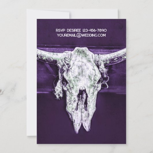 Rustiek Western Land Dark Paarse Bull Skull Kaart (Achterkant)