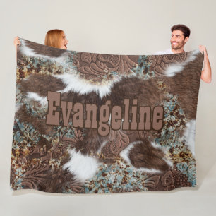 Rustiek Western Land Koeienhuid Cowboy Naam Fleece Deken