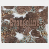 Rustiek Western Land Koeienhuid Cowboy Naam Fleece Deken (Voorkant (Horizontaal))