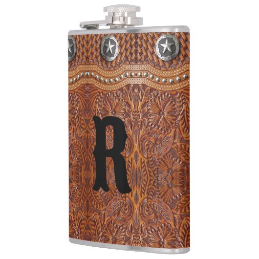 Rustiek Western land Monogram Initiaal Groomsman Heupfles (Links)