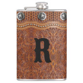 Rustiek Western land Monogram Initiaal Groomsman Heupfles (Voorkant)