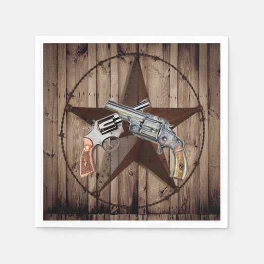 Rustiek western land Texas Star Cowboy Pistol Servetten (Voorkant)