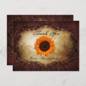 Rustiek western land Zonnebloem bruiloft Dank u Briefkaart (Voorkant / Achterkant)
