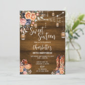 Rustiek Western Lief Zestien Verjaardagsfeest Kaart (Staand voorkant)