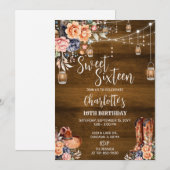 Rustiek Western Lief Zestien Verjaardagsfeest Kaart (Voorkant / Achterkant)