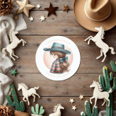 Rustiek Western Little Cowgirl Baby shower Ronde Sticker