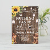 Rustiek Western Niets Fancy Alleen liefde Trouwen Kaart (Staand voorkant)