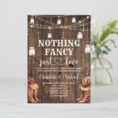Rustiek Western Niets Fancy Alleen liefde Trouwen Kaart (Staand voorkant)