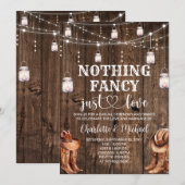 Rustiek Western Niets Fancy Alleen liefde Trouwen Kaart (Voorkant / Achterkant)