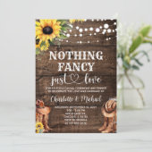 Rustiek Western Niets Fancy Alleen liefde Trouwen Kaart (Staand voorkant)