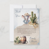 Rustiek Western Olifant Cowboy Boy Baby shower Bedankkaart (Voorkant)