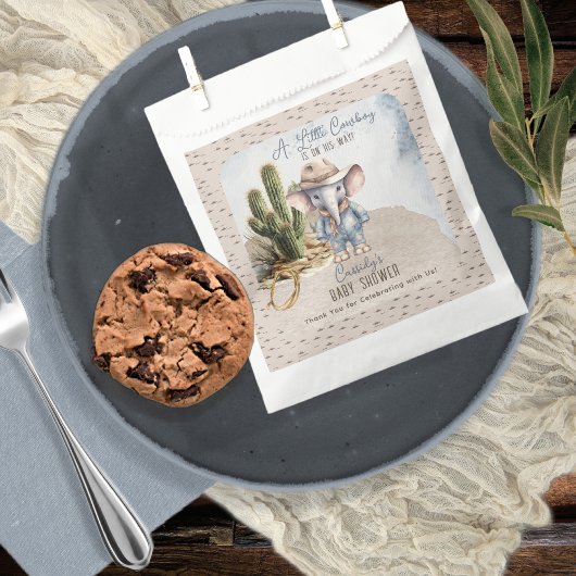 Rustiek Western Olifant Cowboy Boy Baby shower Bedankzakje