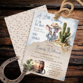 Rustiek Western Olifant Cowboy Boy Baby shower Kaart