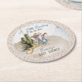 Rustiek Western Olifant Cowboy Boy Baby shower Ronde Kartonnen Onderzetter (Gebogen)
