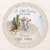 Rustiek Western Olifant Cowboy Boy Baby shower Ronde Kartonnen Onderzetter (Voorkant)