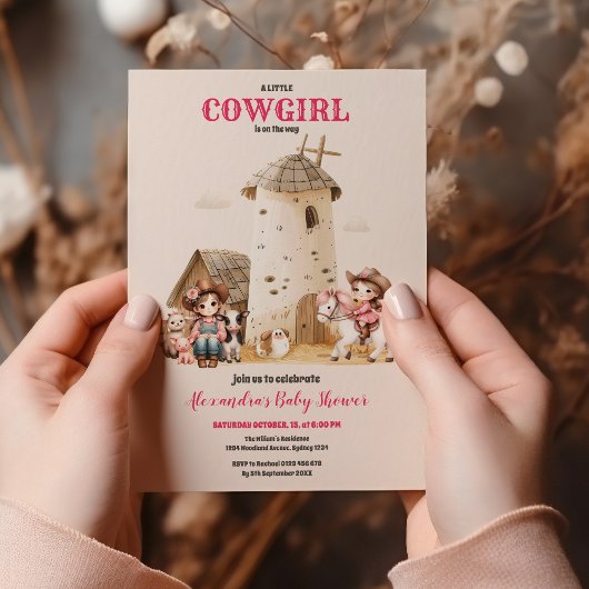 Rustiek Western Rodeo Baby shower Kaart