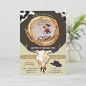 Rustiek Western Rodeo Cowboy Verjaardagsfeest Kaart (Staand voorkant)