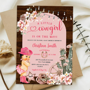 Rustiek Western Roze Laarzen Cowgirl Baby shower Kaart