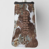 Rustiek Western Turquoise Koeienhuid Golfheadcover (Draai 90)