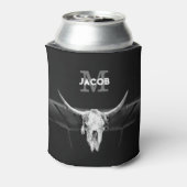 Rustiek Western Zwart-wit Bull Skull Monogram Blikjeskoeler (Blikje Achterkant)