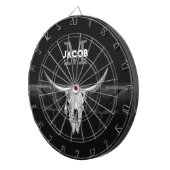 Rustiek Western Zwart-wit Bull Skull Monogram Dartbord (Voorkant Rechts)