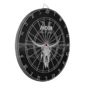 Rustiek Western Zwart-wit Bull Skull Monogram Dartbord (Voorkant Links)