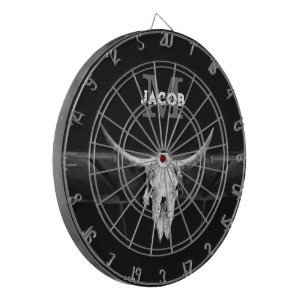 Rustiek Western Zwart-wit Bull Skull Monogram Dartbord