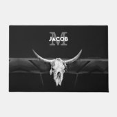 Rustiek Western Zwart-wit Bull Skull Monogram Deurmat (Voorkant)